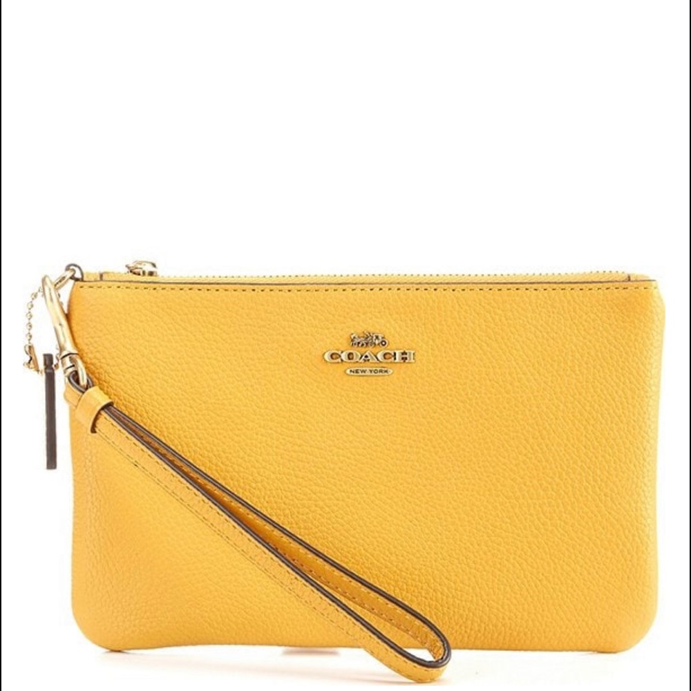 Polished Pebble Leather Small Zip Top Wristlet